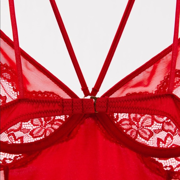 Zara Lace Detail Mulberry Silk Blend Bodysuit Lingerie Sizes 34B - Picture 10 of 11